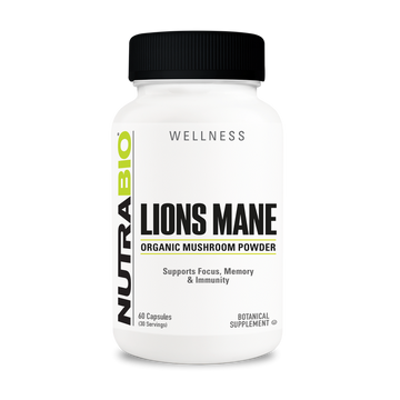 NutraBio Organic Lions Mane (500mg) - 60 Capsules