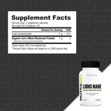 NutraBio Organic Lions Mane (500mg) - 60 Capsules