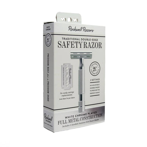 Rockwell 2C Adjustable DE Safety Razor - White Chrome (2 Settings)