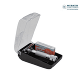 Merkur 34C 2-Piece DE Safety Razor, Closed Comb, Knurled Extra Thick Handle (HD), Chrome, in Hard Plastic Case with 10 Blades