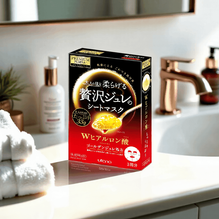Utena Premium Puresa Golden Jelly Mask 3pcs - Hyaluronic Acid (Red)