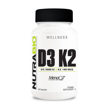 NutraBio Vitamin D3 K2 (5000 IU D3, 180 MCG K2)