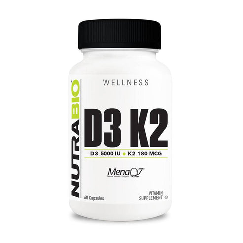 NutraBio Vitamin D3 K2 (5000 IU D3, 180 MCG K2)