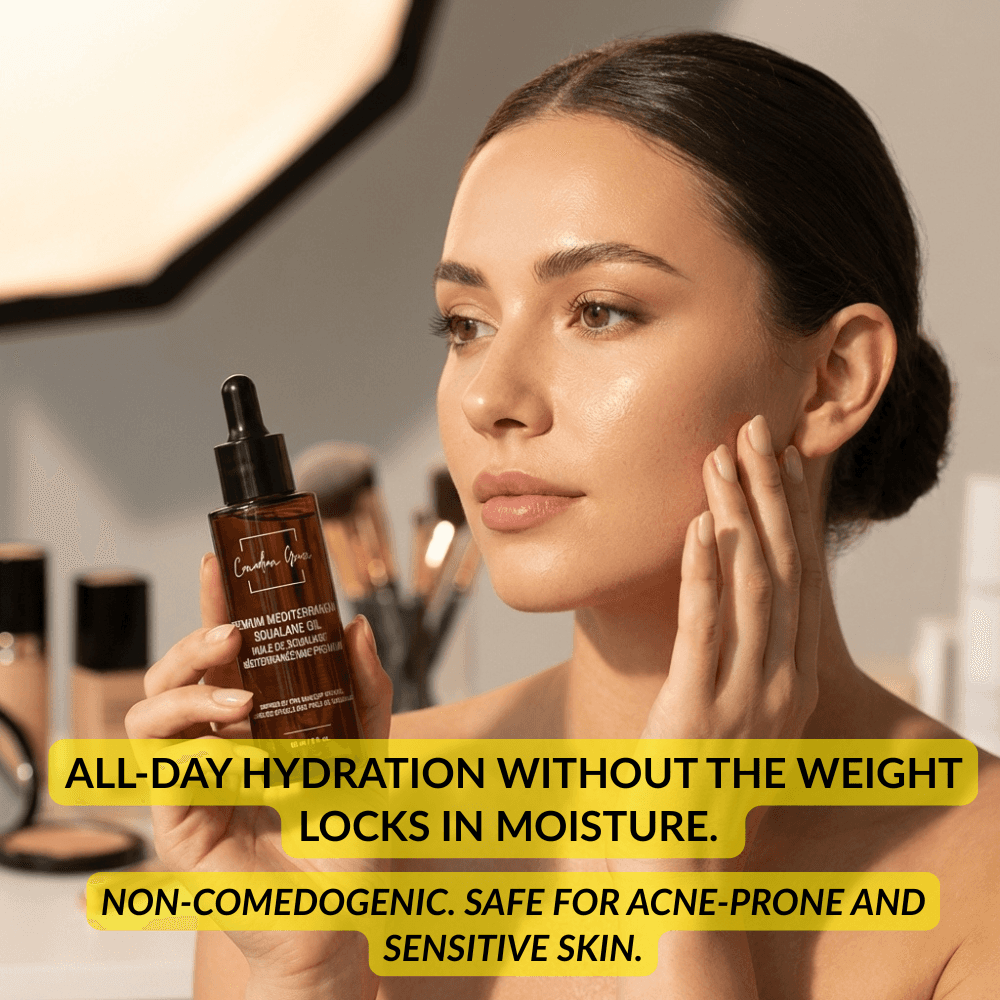 Canadian Grace Premium Mediterranean Squalane Oil | Pre-Makeup Ritual Oil for Smooth, Hydrated Skin
