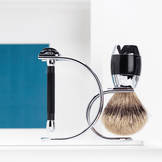 Merkur 3081 - 3pcs Shaving Set, Twin Color Black, Bright Chrome Finish