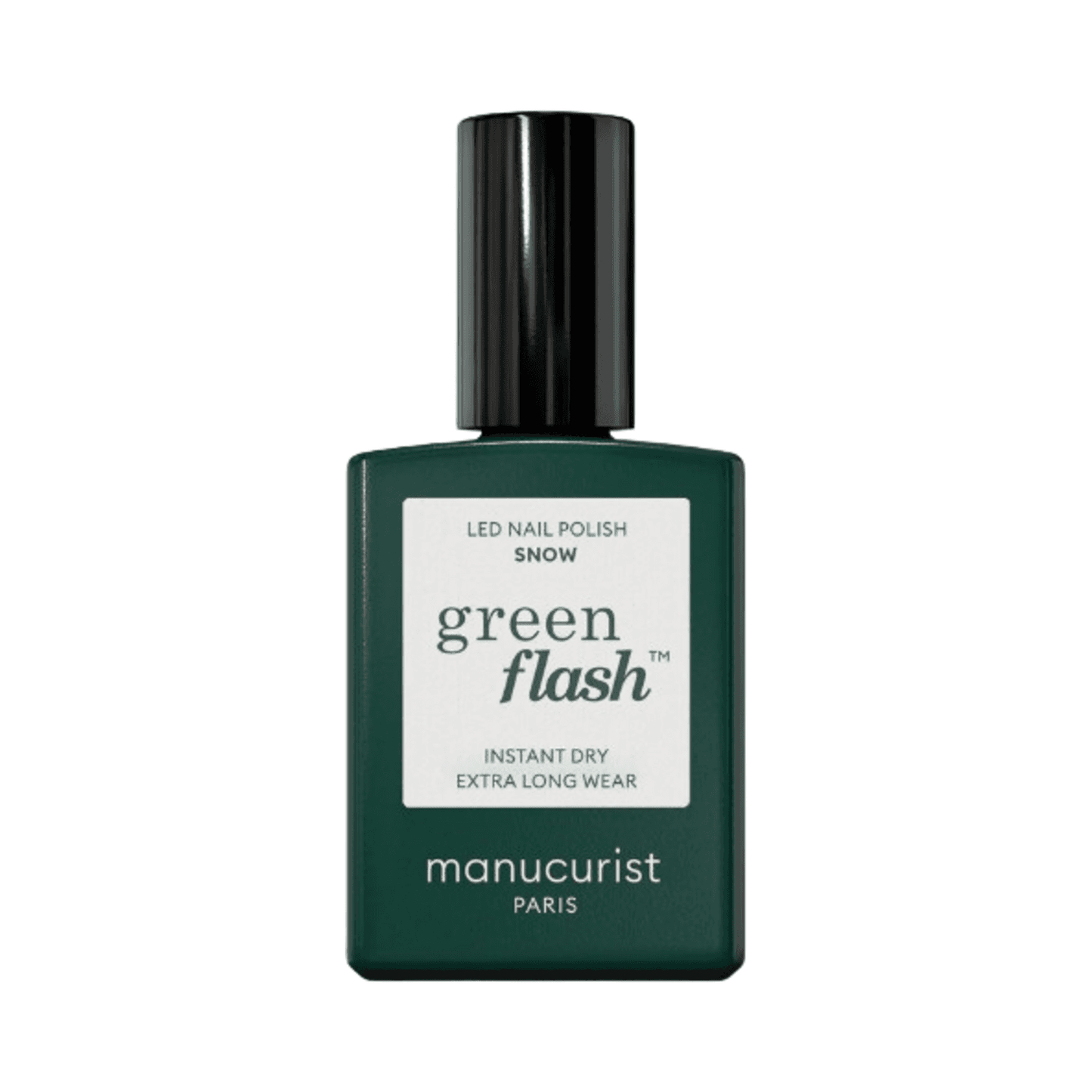 Manucurist Green Flash Nail Polish in Snow - 0.51 fl oz bottle with LED formula for instant dry and long wear. Ideal for white nail looks.