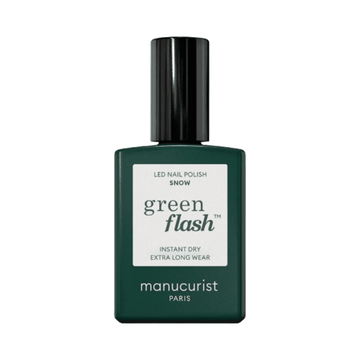 Manucurist Green Flash Nail Polish in Snow - 0.51 fl oz bottle with LED formula for instant dry and long wear. Ideal for white nail looks.