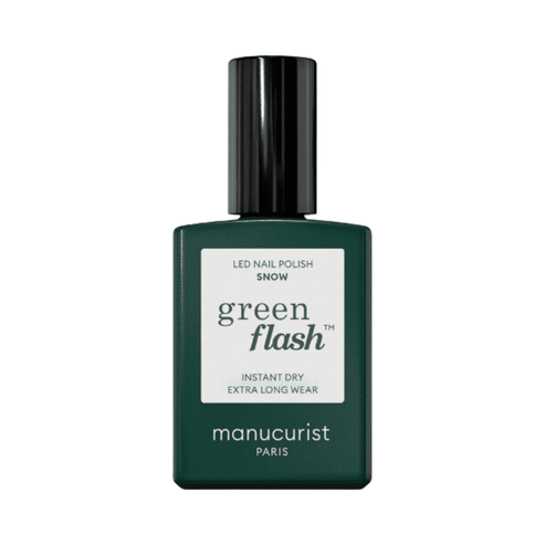 Manucurist Green Flash Nail Polish in Snow - 0.51 fl oz bottle with LED formula for instant dry and long wear. Ideal for white nail looks.
