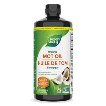 Nature's Way 100% Pure MCT Oil From Coconut – 14g MCT Per Serving – Paleo and Keto friendly – Certified Organic – Non-GMO Project Verified – Vegetarian, Gluten-free, & Flavourless – 887 mL, Value Size 🍁 All In One Marketplace Canada