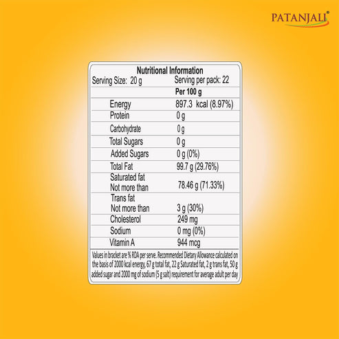 Patanjali Pure Cow Ghee Natural & Healthy, 1L