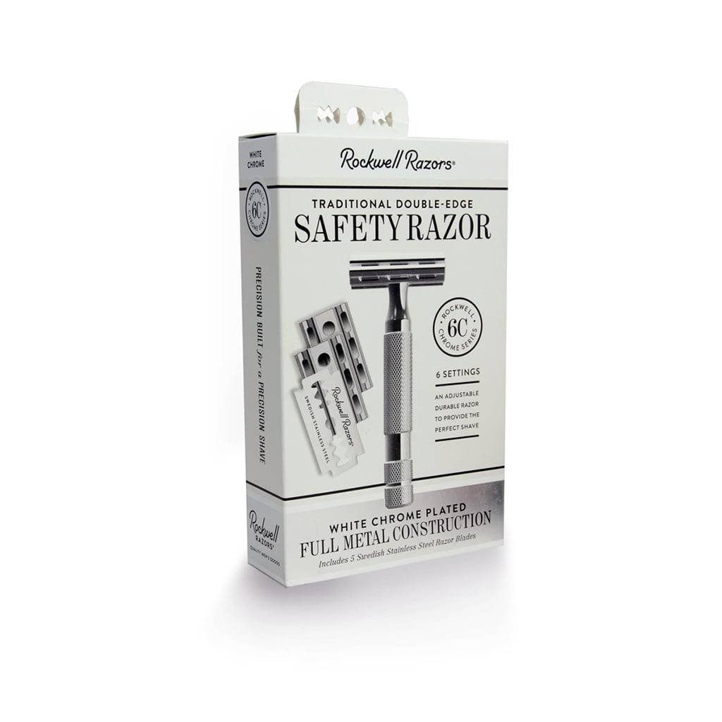 Rockwell 6C Adjustable Safety Razor - White Chrome (Beginner Friendly)