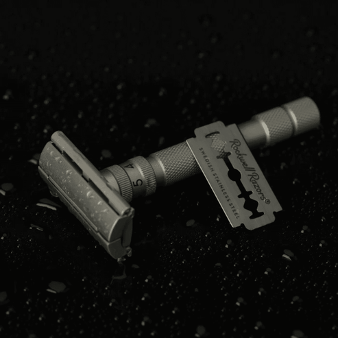 Rockwell T2 Adjustable Twist-To-Open Stainless Steel DE Safety Razor - Matte Silver
