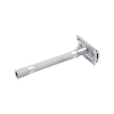 Merkur 3-Piece DE Safety Razor, Closed Comb, Knurled Extra Long Handle, Matte Chrome