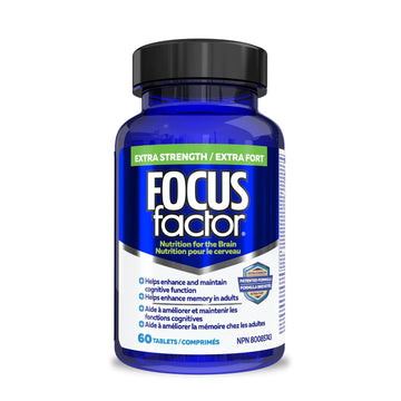 Focus Factor Extra Strength, 60ct - Multivitamin Supplement with Vitamin B6, B12, D3, Zinc, Phosphatidylserine, Bacopa Monnieri, Ginkgo Biloba & DMAE to enhance memory & cognitive function in adults 🍁 All In One Marketplace Canada