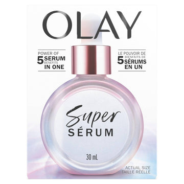 Olay Super Serum - Niacinamide, Vitamin C & E, Collagen Peptide, AHA - 5-in-1 Skin Care Benefits for Face - Healthy Glow, Brightening, Hydrating, Smoothing, Firming, Evens Tone, Anti-Aging, 30 mL 🍁 All In One Marketplace Canada