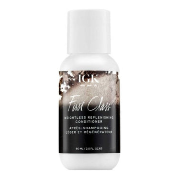 IGK Hair First Class Weightless Replenishing Conditioner 60ml bottle for lightweight scalp care and shine in hair care routine.