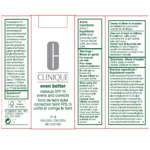 Clinique Even Better Makeup Medium Coverage Foundation Broad Spectrum SPF 15 | Evens Skin Tone + Reduces Dark Spots, Ivory 🍁 All In One Marketplace Canada