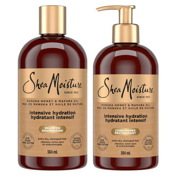 Shea Moisture Manuka Honey and Mafura Oil Shampoo and Conditioner For Extra Dry, Damaged Hair Formulated Without Sulfates, Silicones, Parabens, Phthalates, Mineral Oil or Petrolatum, 384ml (2-Pack) 🍁 All In One Marketplace Canada