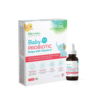 Organika Baby Probiotic Drops with Vitamin D- Soothe Colic, Reduce Fussing, Aid in Growth and Development- White, 7.5 ml (Pack of 1) 🍁 All In One Marketplace Canada