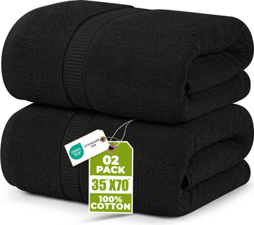 Utopia Towels Luxurious Jumbo Bath Sheet, 35 by 70 Inches, 600 GSM 100% Ring Spun Cotton, Highly Absorbent and Quick Dry Extra Large Bath Towel, Super Soft, Black, 2 Pack 🍁 All In One Marketplace Canada