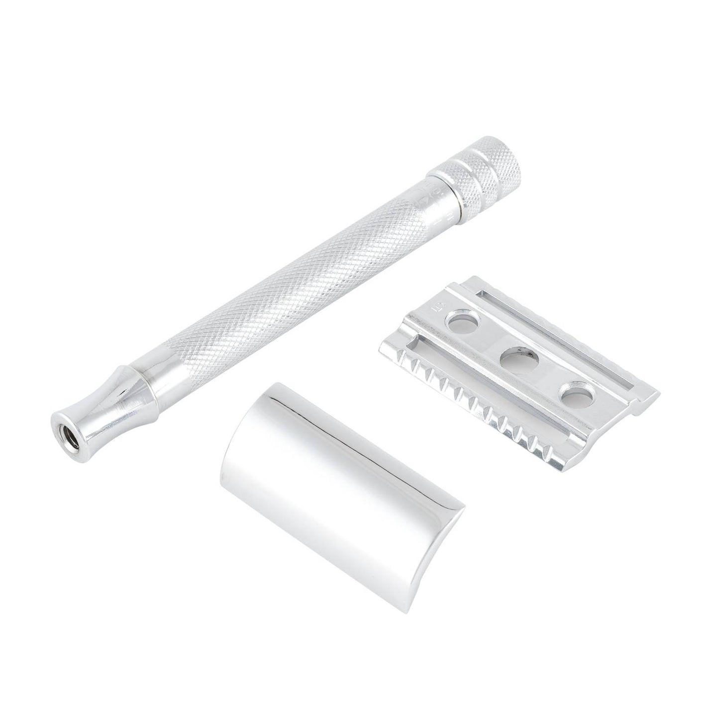 Merkur 23C 3-Piece DE Safety Razor, Closed Comb, Knurled Extra Long Handle, Chrome
