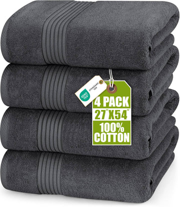 Utopia Towels Premium 100% Combed Ring Spun Cotton Bath Towels, Ultra Soft and Highly Absorbent, 27 by 54 inches, Large Bath Towels, 4 Pack, Grey 🍁 All In One Marketplace Canada