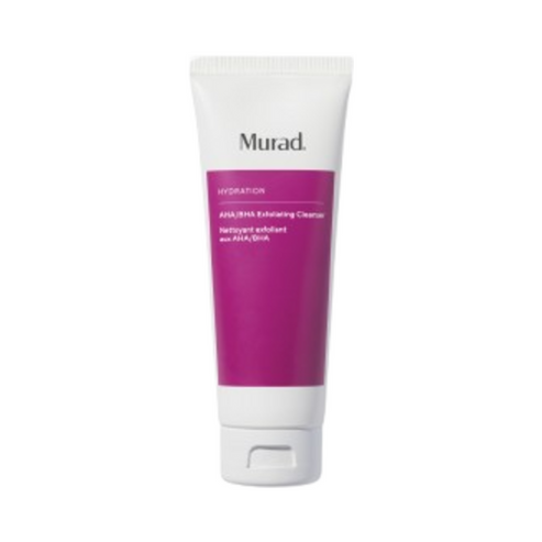 Front view of Murad AHA BHA Exfoliating Cleanser tube, a skin exfoliator designed to cleanse and smooth skin effectively.