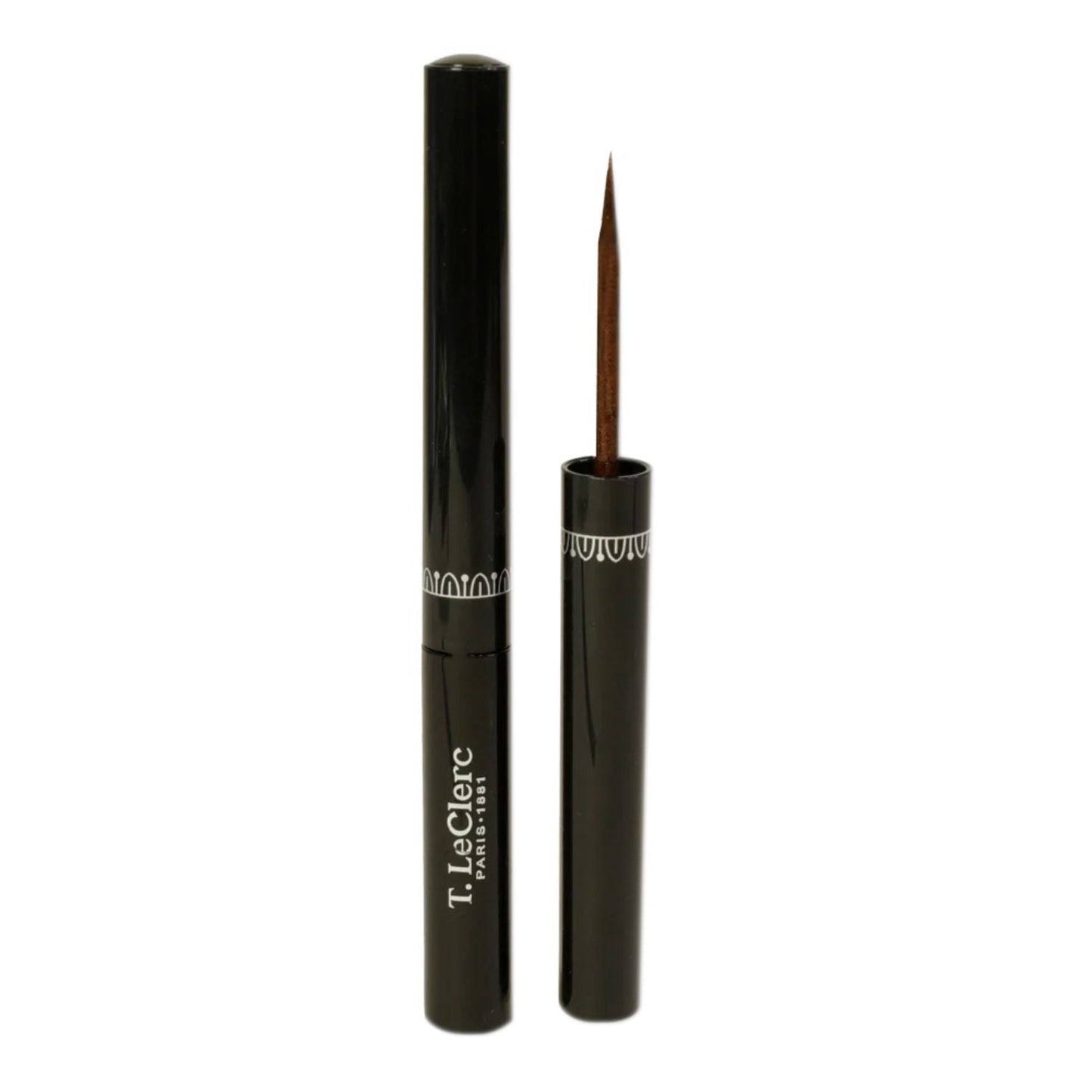 T LeClerc Active Growth Eyeliner - 02 Brun with precision brush tip. Enhances lash growth and defines eyes with rich brown pigment.