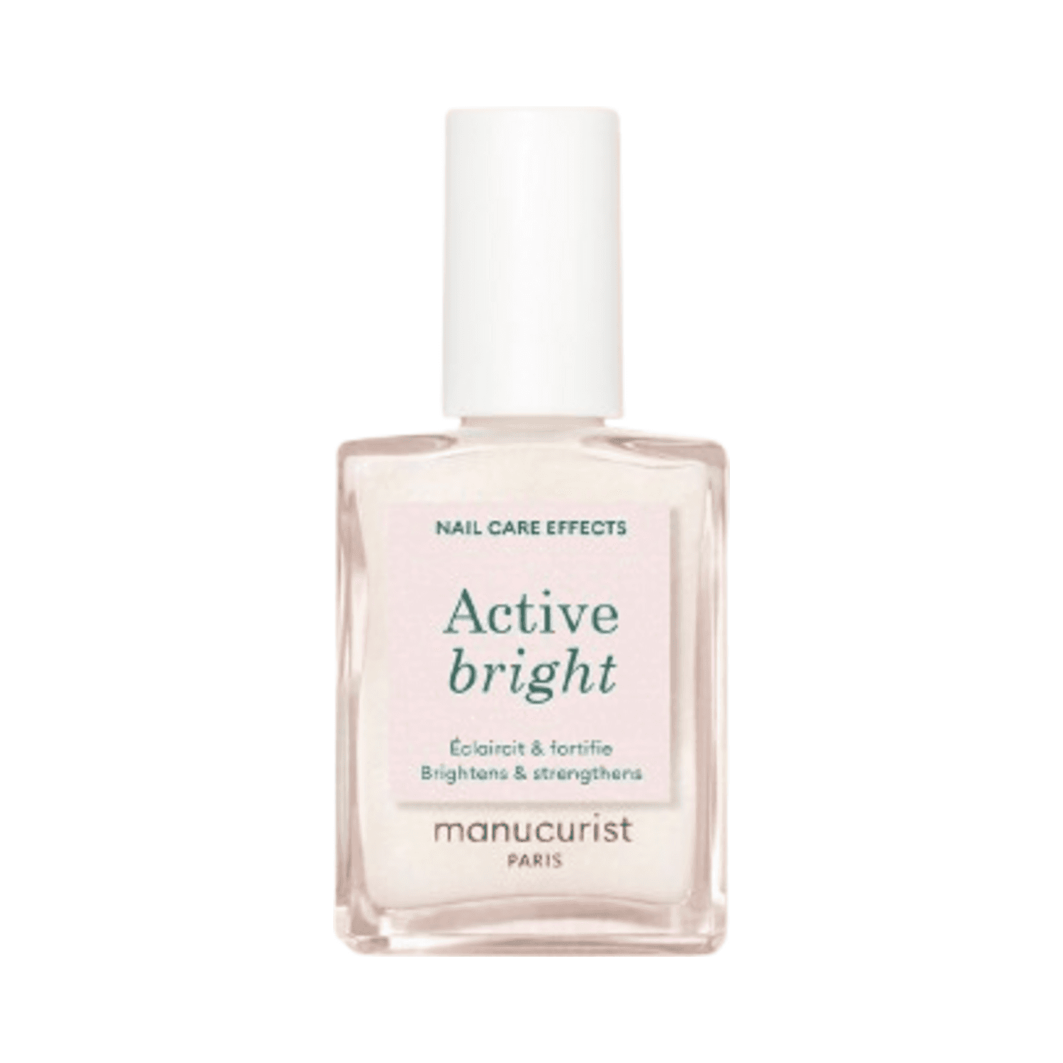 Manucurist Active Bright nail polish bottle with brightening and strengthening formula for natural shine. Ideal for nail care routines.