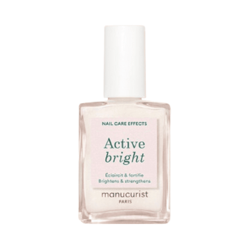 Manucurist Active Bright nail polish bottle with brightening and strengthening formula for natural shine. Ideal for nail care routines.