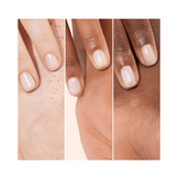 Three skin tones with nails painted in Active Bright polish. Showcases universal brightening effect across diverse complexions.