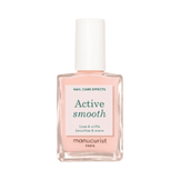 Manucurist Active Smooth nail perfecter polish in a clear bottle with white cap, featuring plant-based formula for smoothing nails.