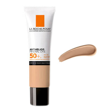 La Roche Posay SPF 50+ Sunscreen in deep shade with mineral tint for UVA-UVB protection. Ideal for daily face coverage with a satin finish.