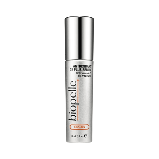 Biopelle Antioxidant CE Plus Serum til ansigt med hyaluronsyre, kollagen og grøn te, ideel til følsomme og acne-udsatte hudtyper.