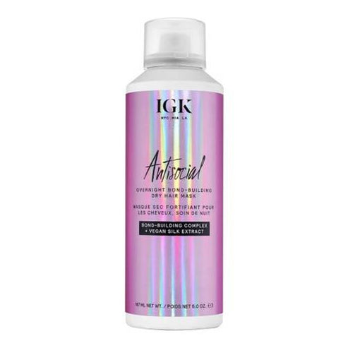 IGK Overnight Hair Mask for dry, damaged hair, featuring leave-in formula to repair and soften without rinsing or restyling.