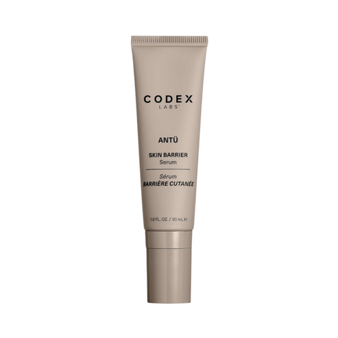Codex Antu Skin Barrier Serum in a 30ml beige tube designed for firming and hydrating skin. Antioxidant-rich face treatment for mature skin care.