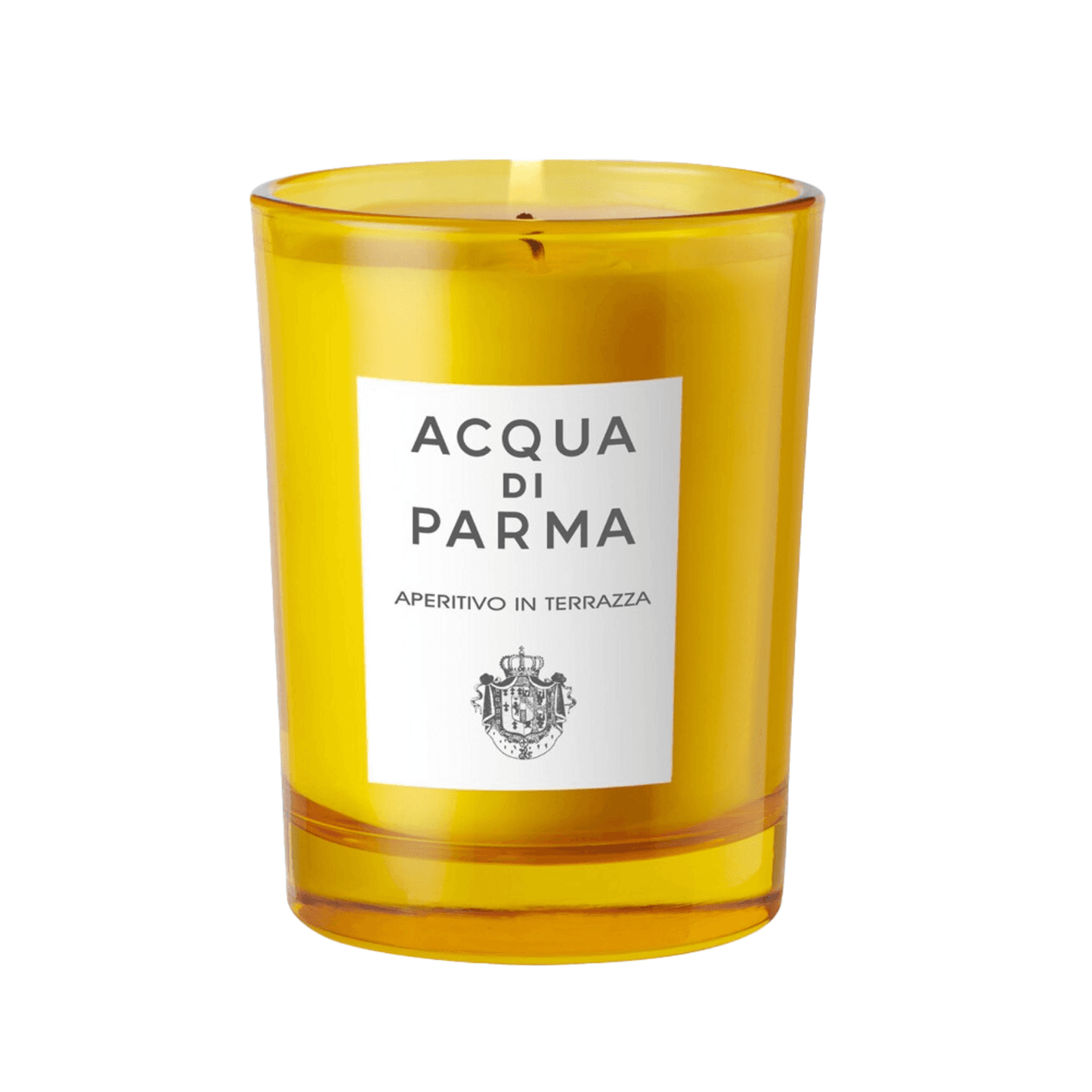 Acqua Di Parma Candle - Sparkling Citric Fragrance in a vibrant yellow glass jar with elegant label. Ideal for luxury home scent decor.