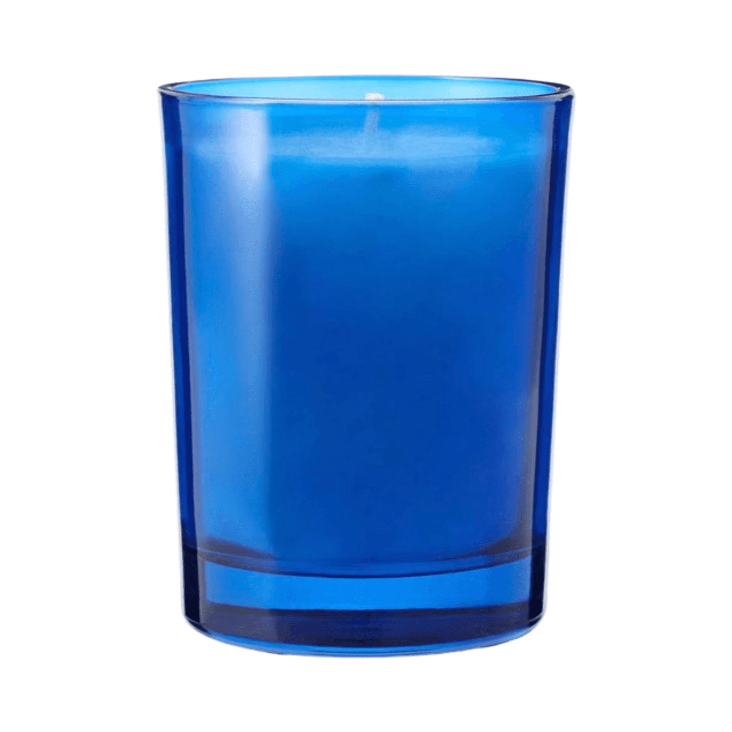 Close-up of Acqua Di Parma Arancia Di Capri Candle in vibrant blue glass, part of luxury home scents collection.