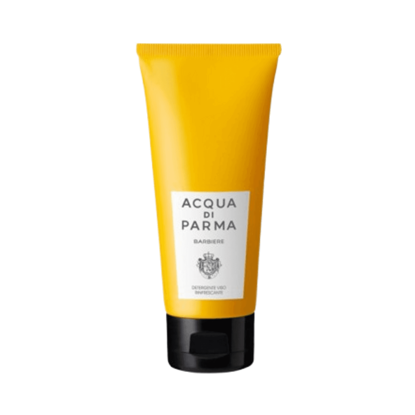 Acqua Di Parma Barbiere Face Wash in signature yellow tube with black cap, a refreshing cleanser for daily facial skincare routine.
