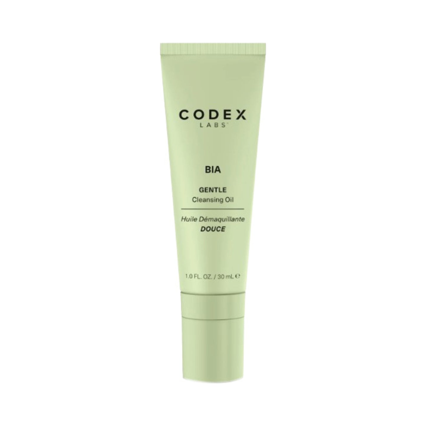 Codex Bia Cleansing Oil 2.0 in a 30ml tube, a gentle oil-to-milk face wash cleanser for dry or sensitive skin. Ideal for removing makeup and impurities.