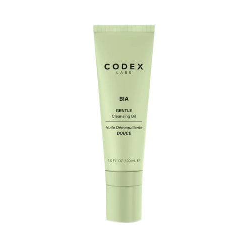 Codex Bia Cleansing Oil 2.0 in a 30ml tube, a gentle oil-to-milk face wash cleanser for dry or sensitive skin. Ideal for removing makeup and impurities.