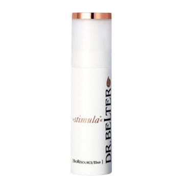 Dr. Belter Bio Resource Elixir face serum bottle with white and rose gold design