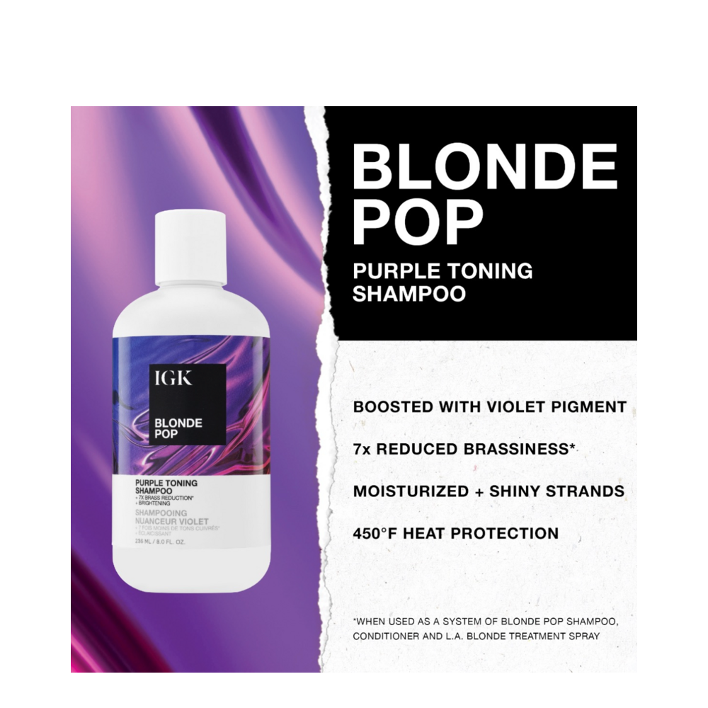 IGK Hair Blonde Pop Purple Toning Shampoo