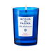Acqua Di Parma Blu Mediterraneo Fico Di Amalfi Candle lit in blue glass. Fresh fig scent ideal for luxury home fragrance and decor.
