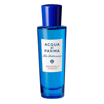Acqua Di Parma Mandorlo Di Sicilia women's fragrance in a sleek blue bottle, featuring star anise and Italian citrus blend for a refreshing scent.