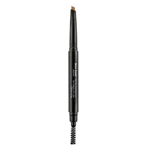Bodyography Brow Assist long-wearing eyebrow pencil featuring a dual-ended design with angled tip and blending brush for precise application.