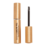 Clear brow gel from Grande Cosmetics with conditioning peptides and volumizing fibers, shown with open applicator for precise eyebrow enhancement.