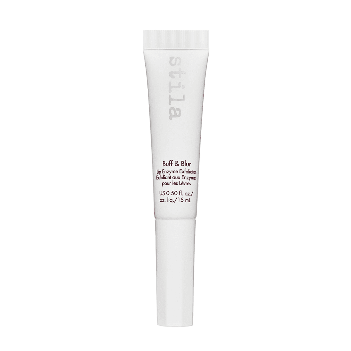 Hydrating Stila Lip Enzyme Exfoliator with scrubbing tip, ideal for prepping lips before color application. Perfect for soft, healthy lips.
