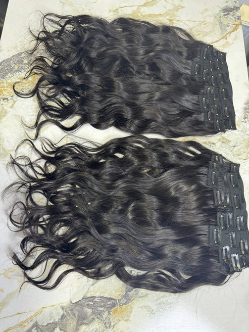 Indian Virgin Wavy Clip On Set
