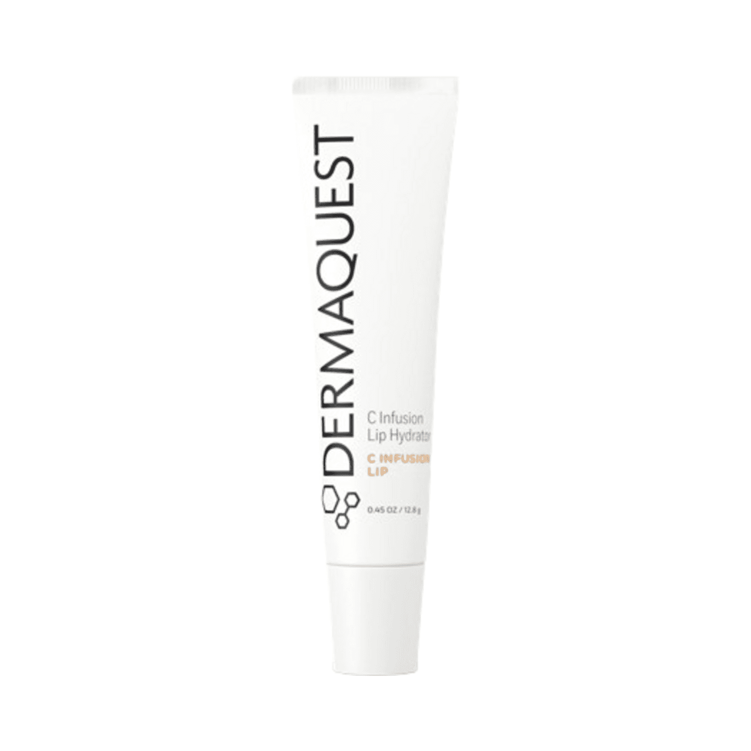 Dermaquest C Infusion Lip Hydrator in white tube packaging, a lip balm treatment with Vitamin C for antioxidant protection and hydration.